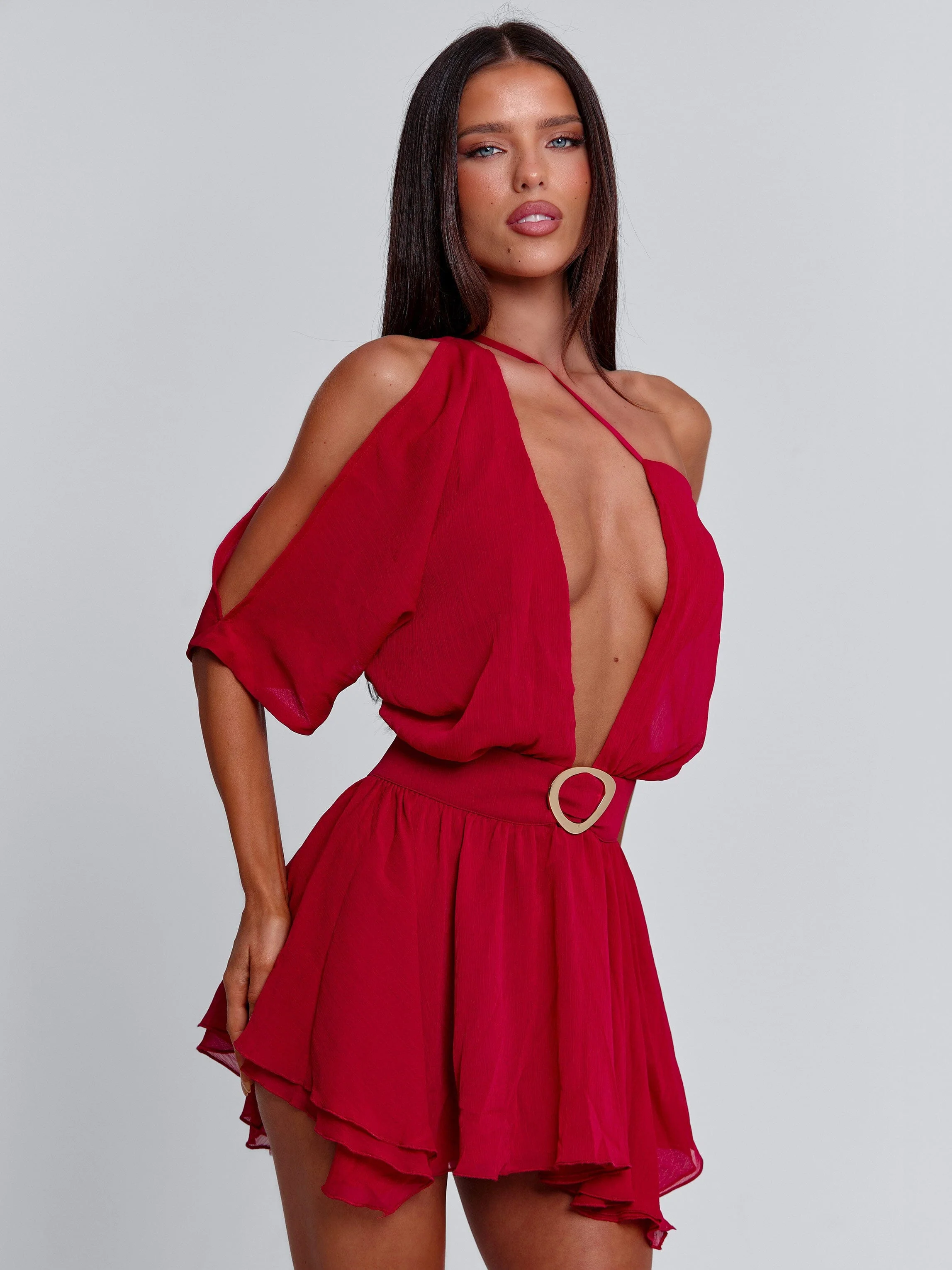 Erice Mini Dress Deep Red