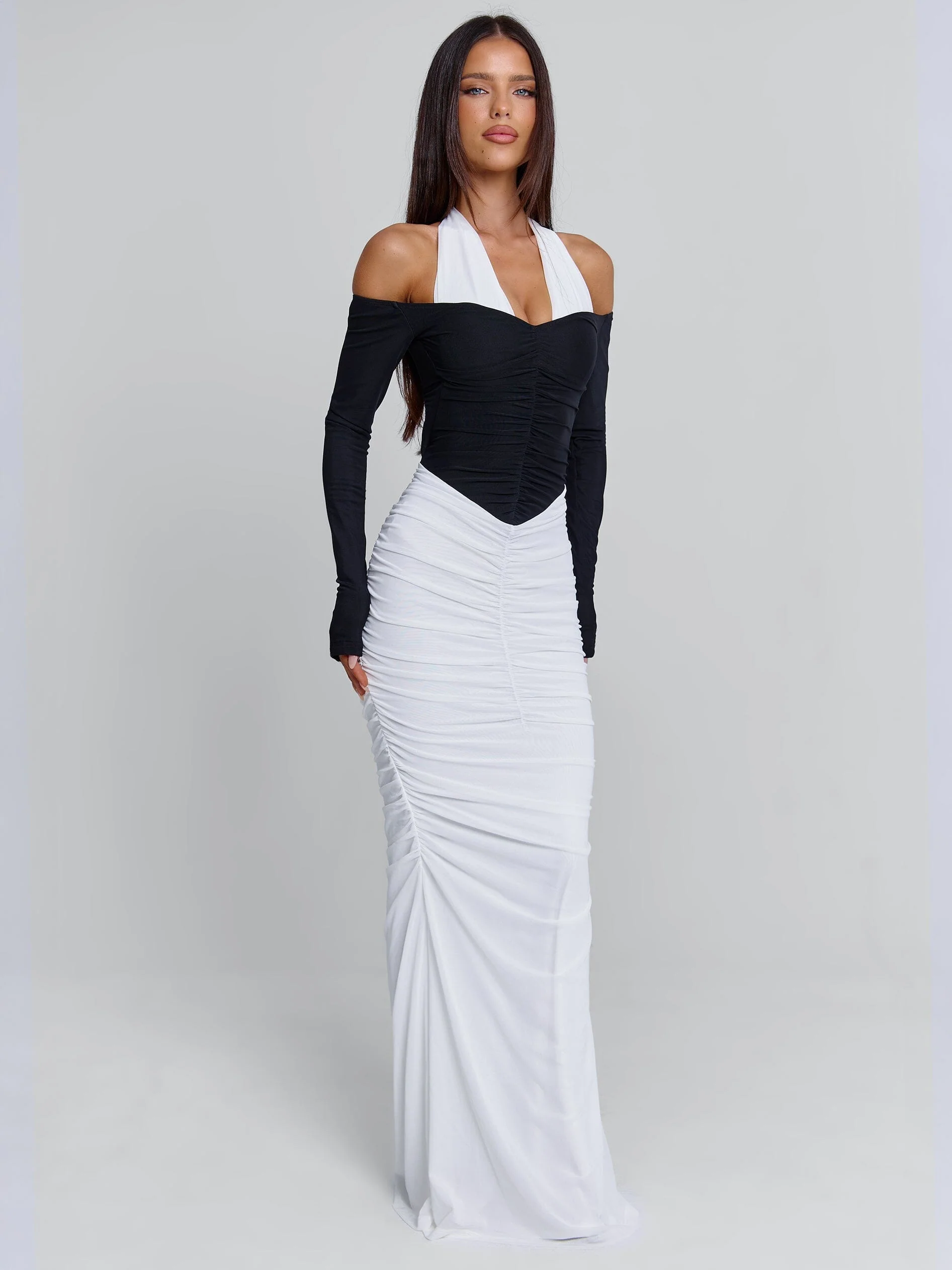 Tahiti Maxi Dress White/Black