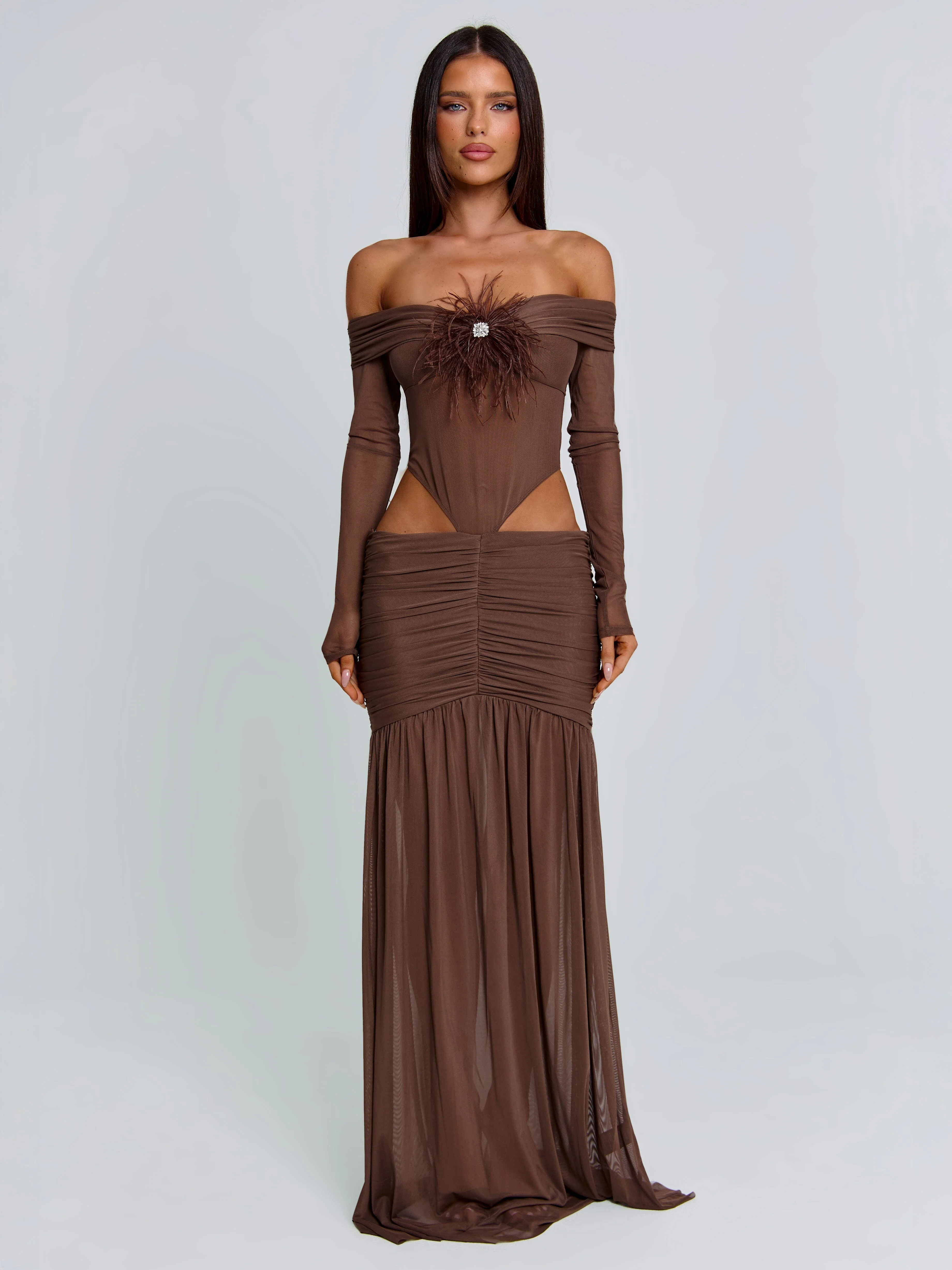Angelae Maxi Dress Chocolate Brown