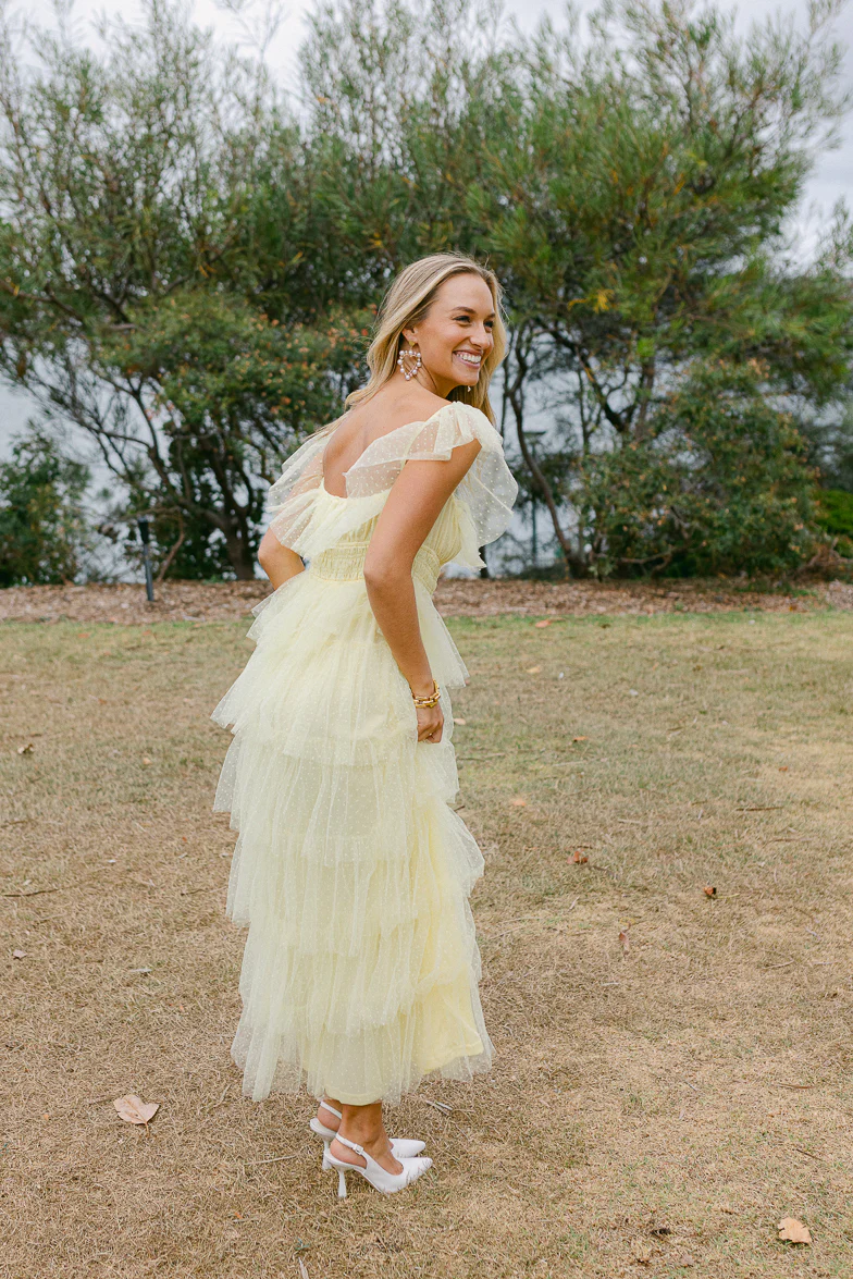 Valensole Swiss Dot Maxi Dress - Yellow