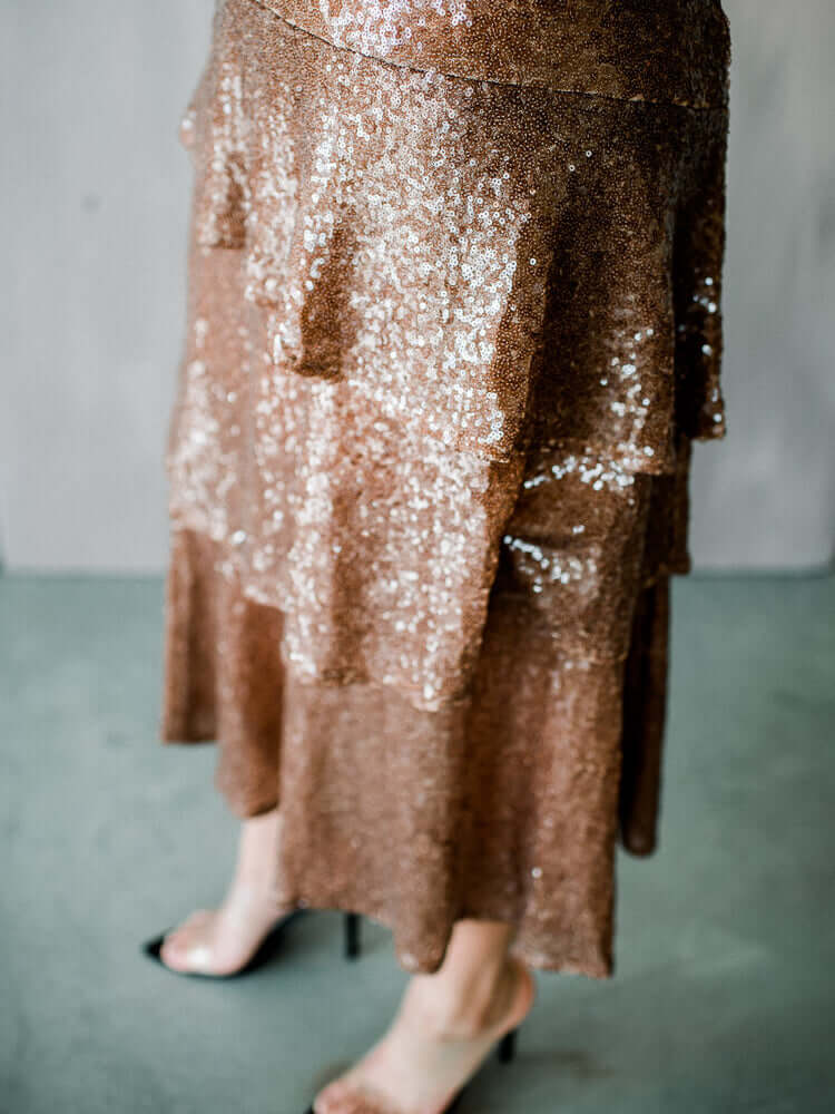 Butterscotch Sequin Midi Skirt