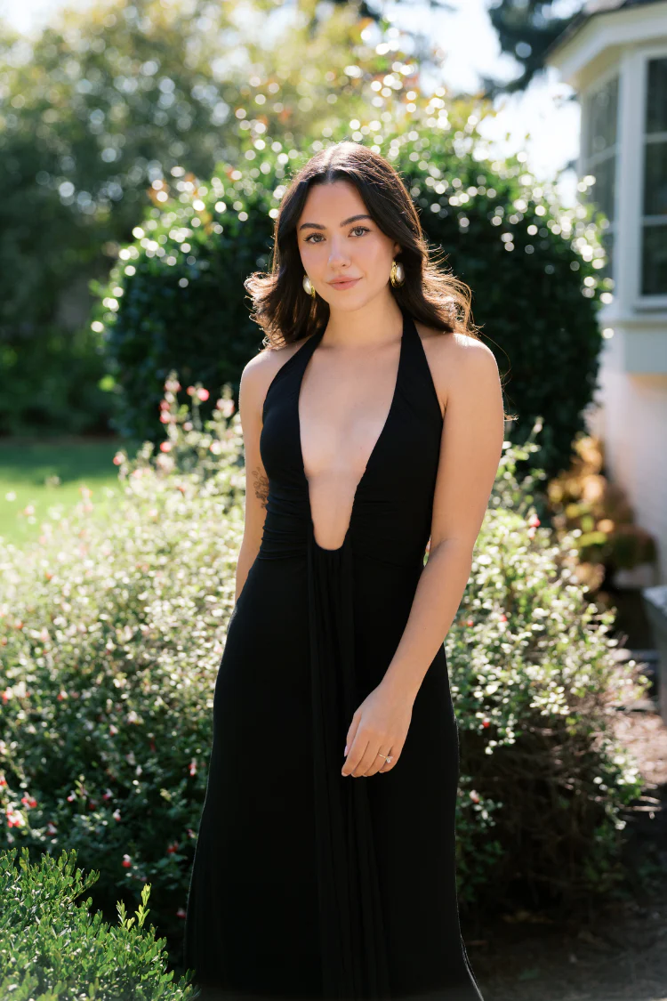 Rhoda Black Plunge Maxi Dress