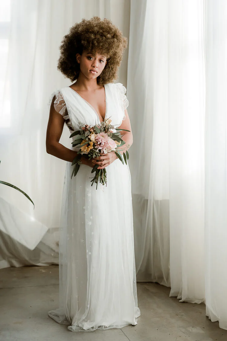 Starry Eyed Glitter Star Mesh Maxi - White