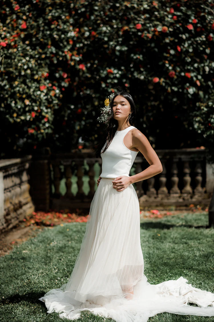 Misty Cream Tulle Midi Skirt - FINAL SALE