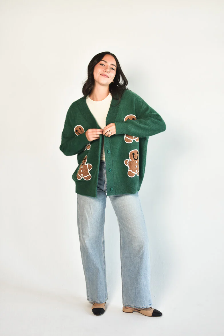 Gingerbread Man Varsity Cardigan