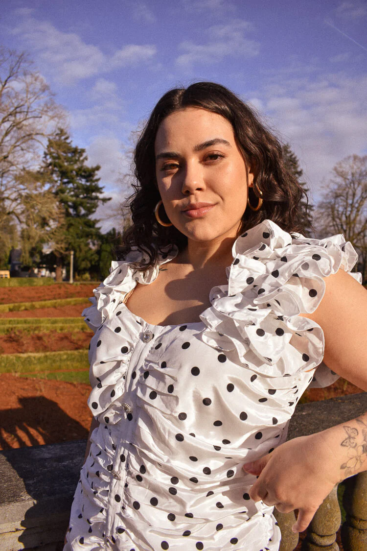 Chrissy Ruched Polka Dot Mini Dress - FINAL SALE