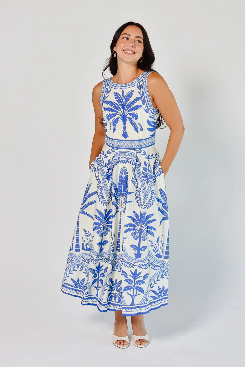 Noto Palm Midi Dress