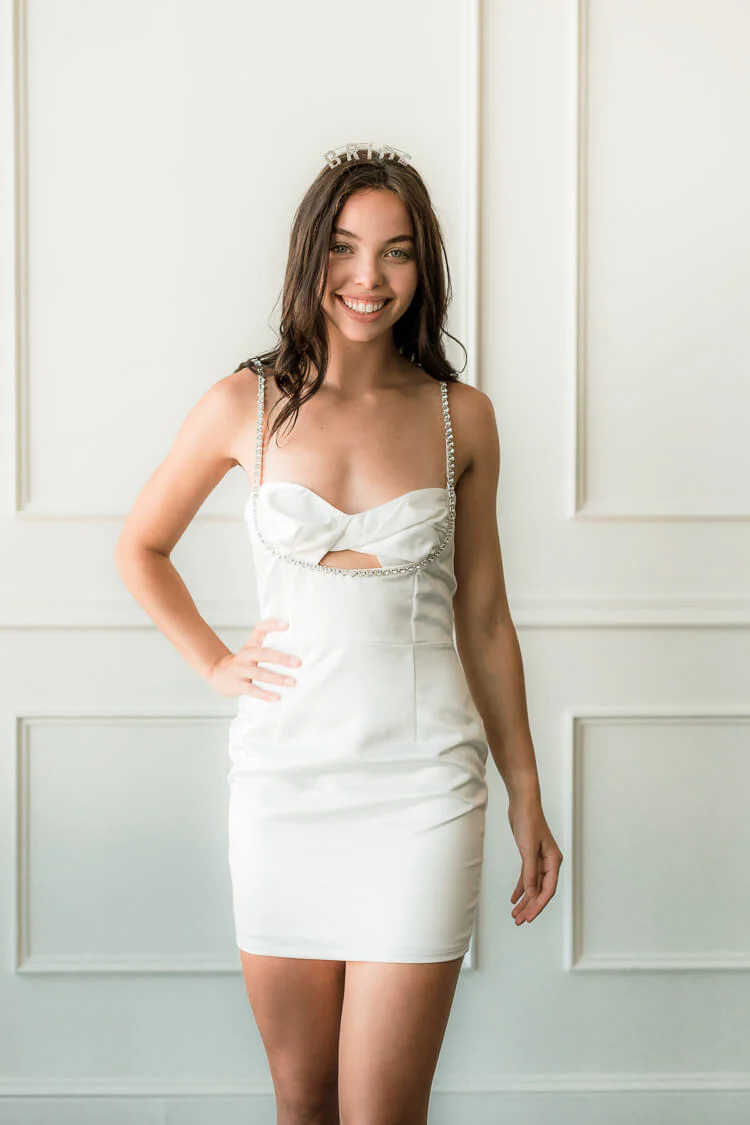 Rhinestone Satin Mini Dress - FINAL SALE