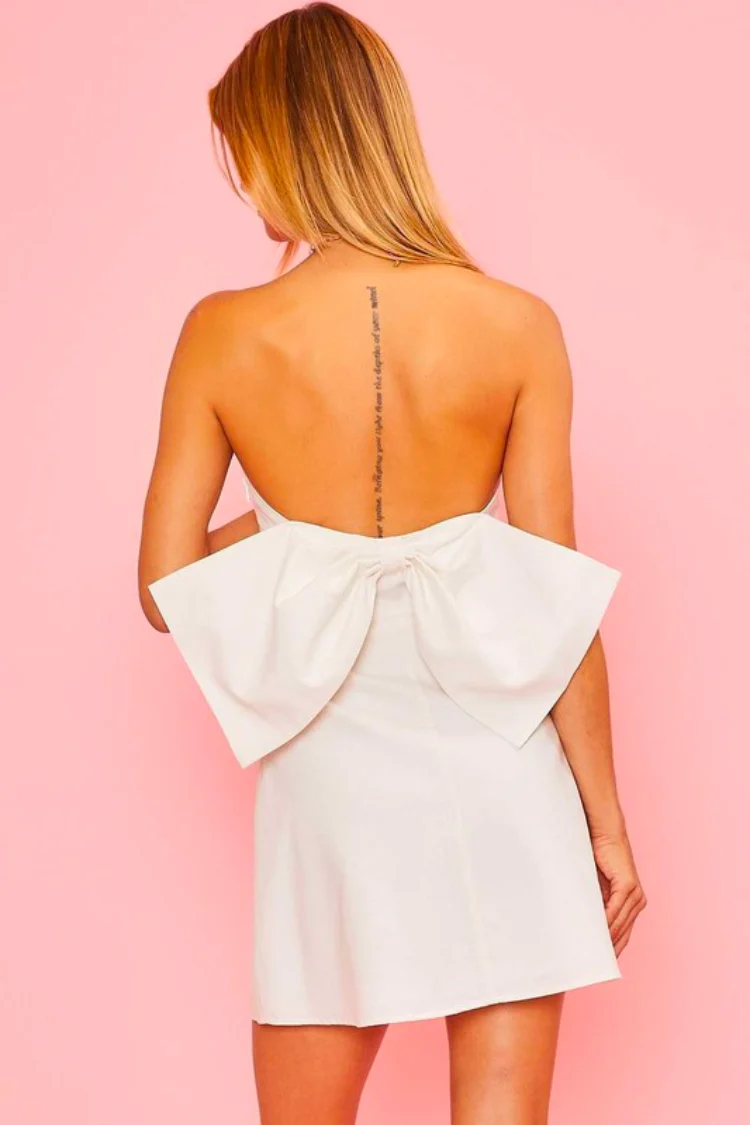 Margaux Bow Back Mini Dress - White
