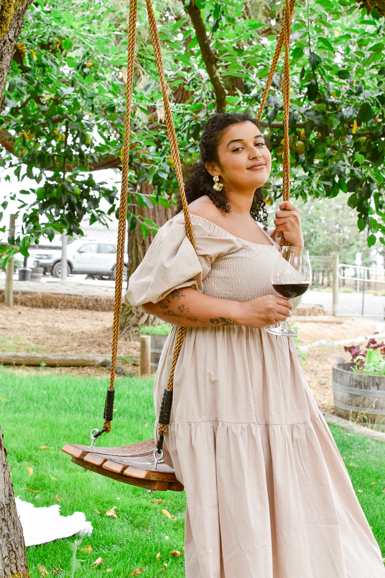 Heath Puff Sleeve Midi Dress - Taupe