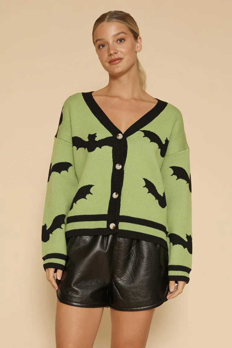 Varsity Bat Green and Black Cardigan