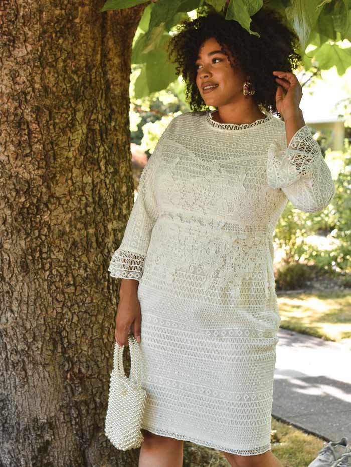 Elizabeth White Long Sleeve Lace Dress - FINAL SALE