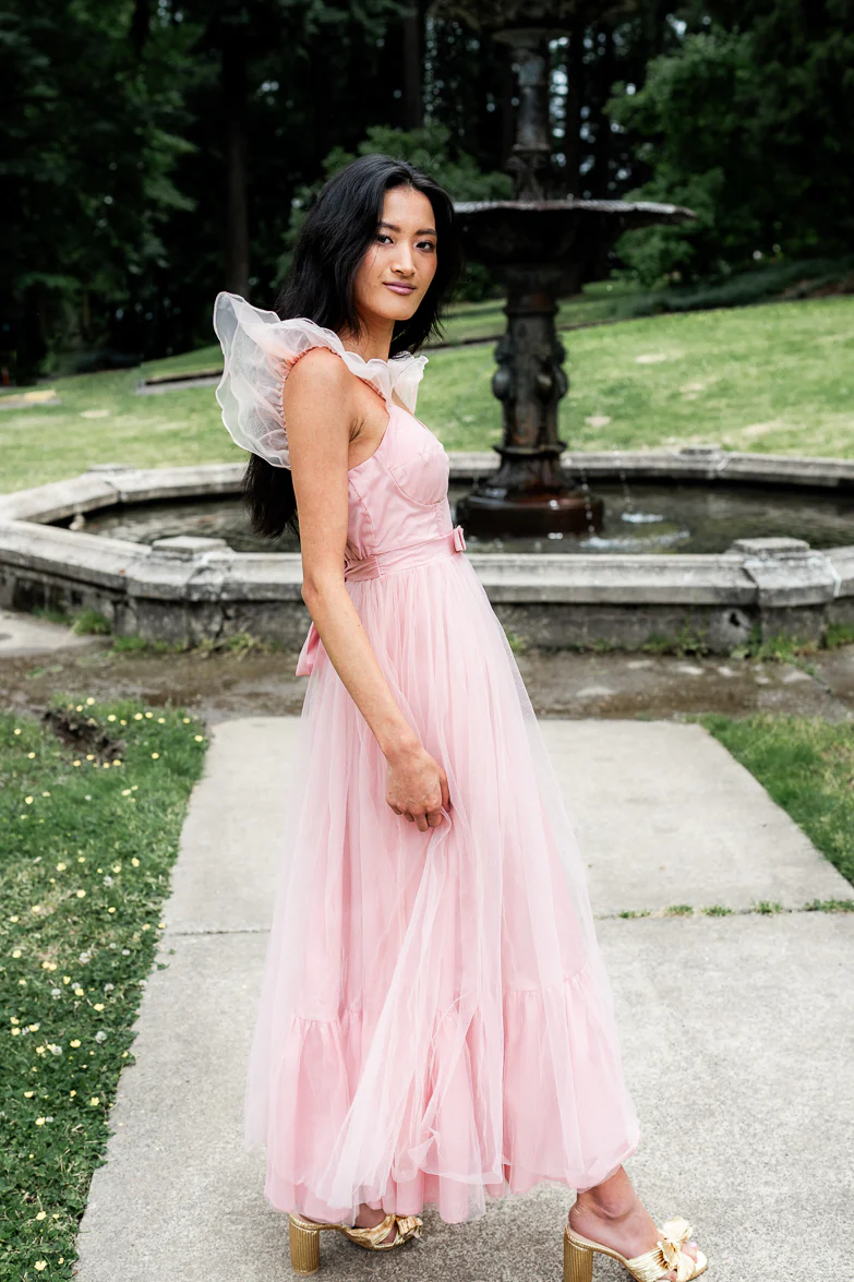 Orsay Flutter Sleeve Maxi Dress - Pink