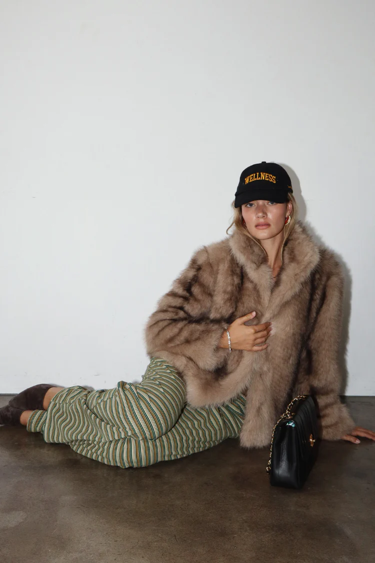 Faux Fur Collar Button Jacket