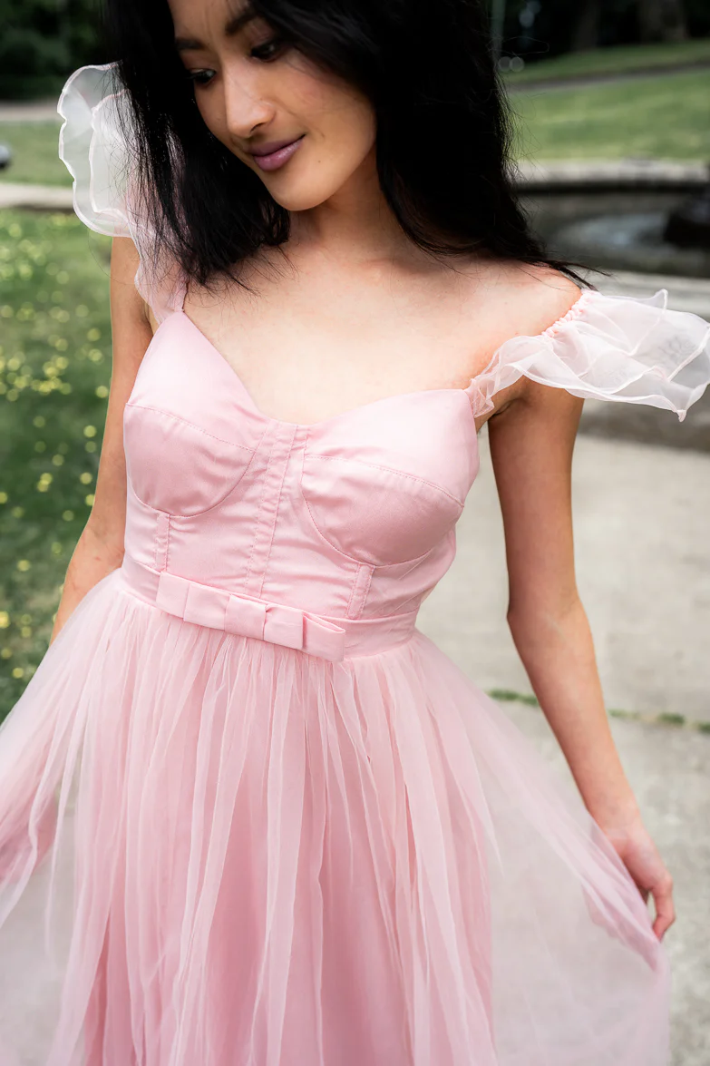 Orsay Flutter Sleeve Maxi Dress - Pink