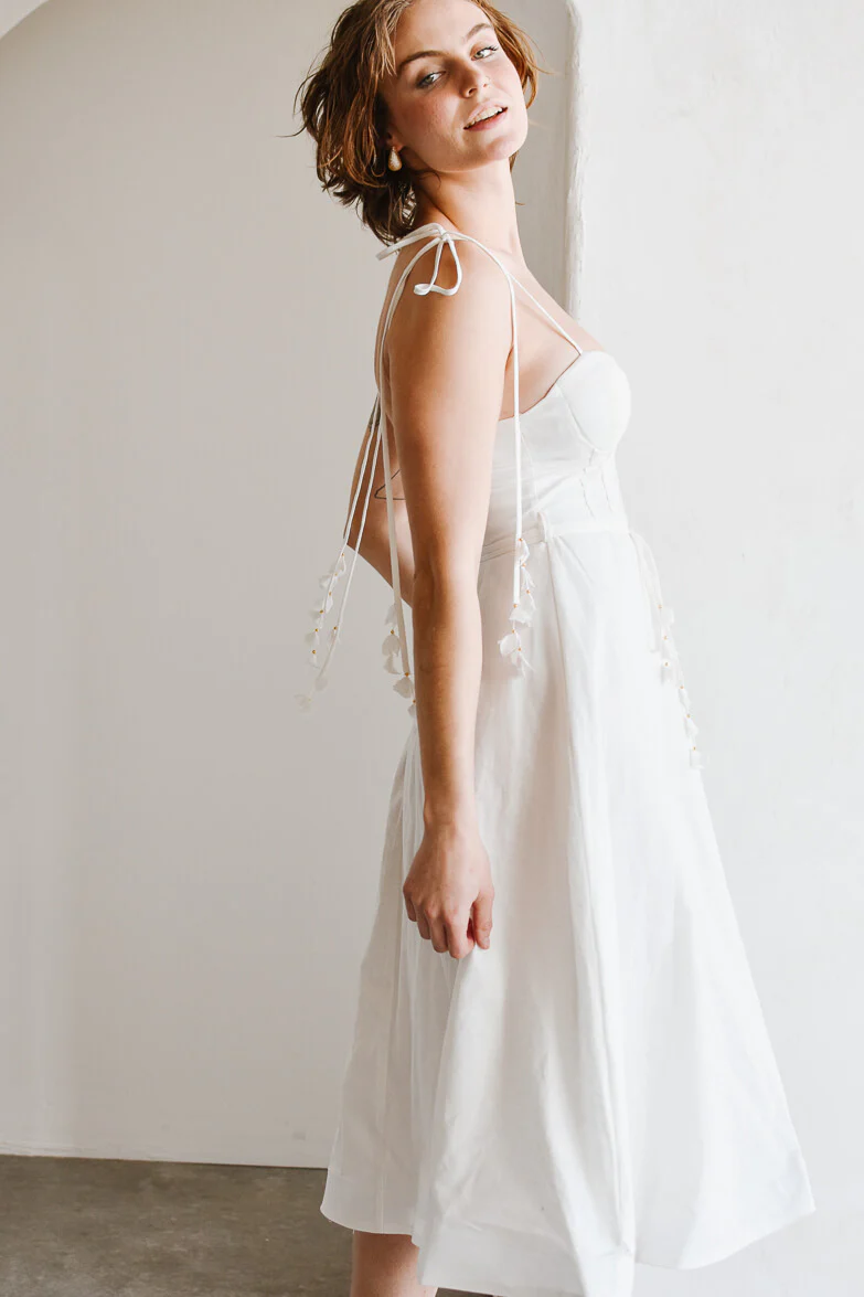 Chiara White Bustier-Style Midi Dress