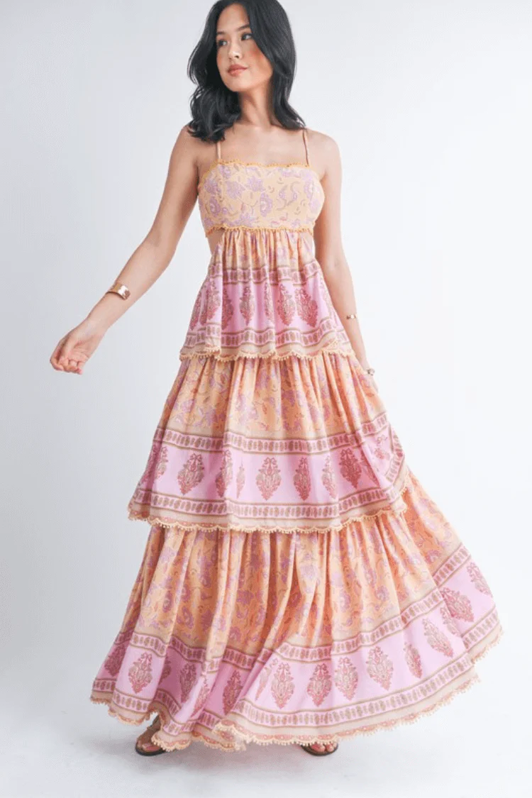 Paia Boho Tiered Maxi Dress