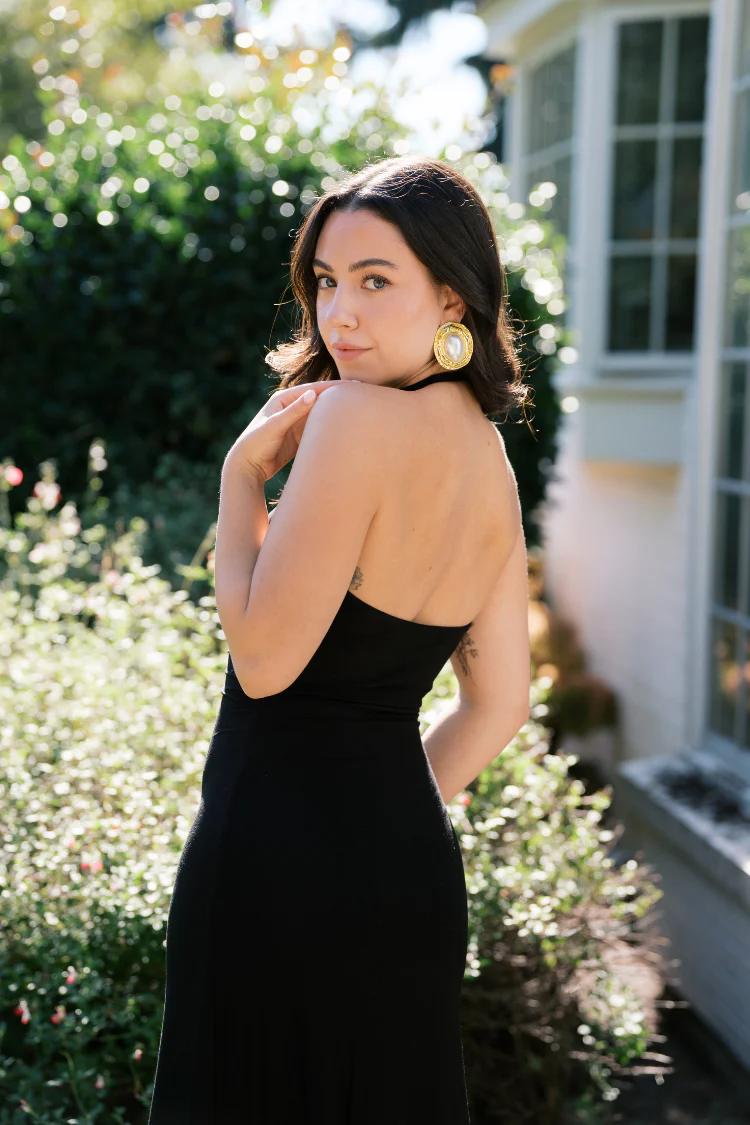 Rhoda Black Plunge Maxi Dress