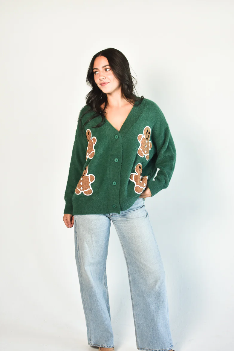Gingerbread Man Varsity Cardigan