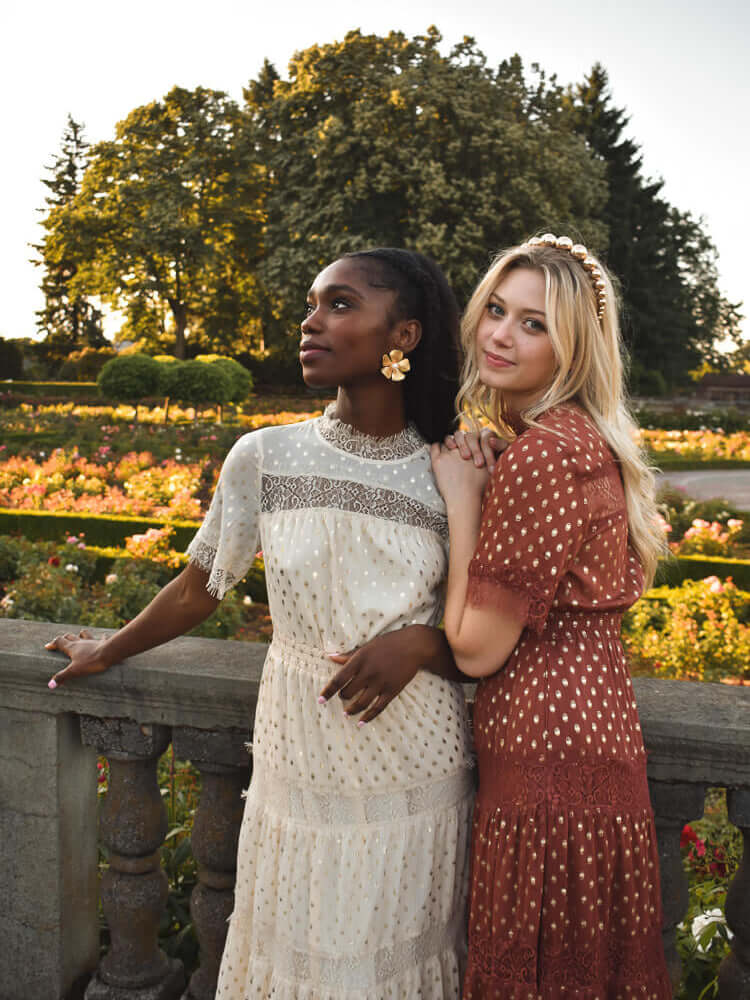 Genevieve Gold Dot Dress - Ivory - FINAL SALE