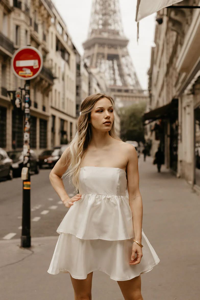City Lights White Tiered Mini Dress