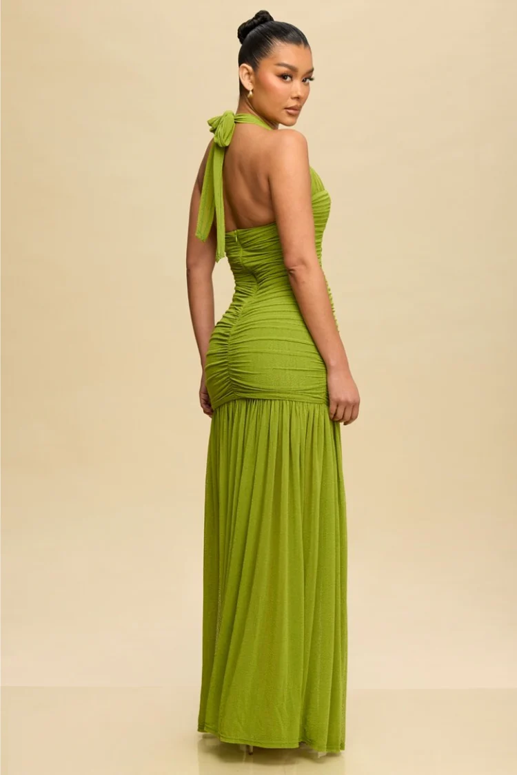 Estelle Ruched Maxi Dress - Olive