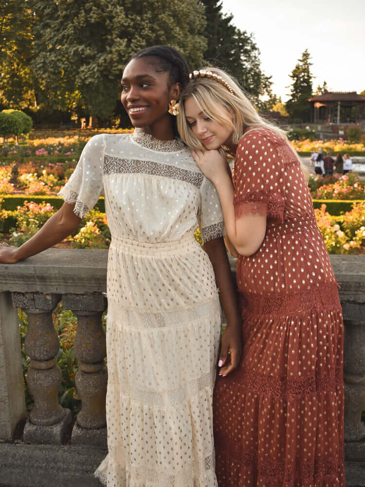 Genevieve Gold Dot Dress - Ivory - FINAL SALE