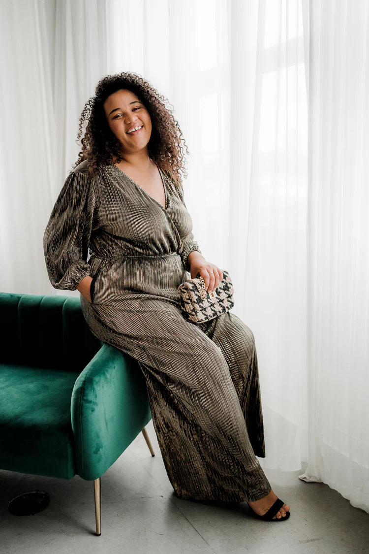 Elenora Metallic Wrap Jumpsuit