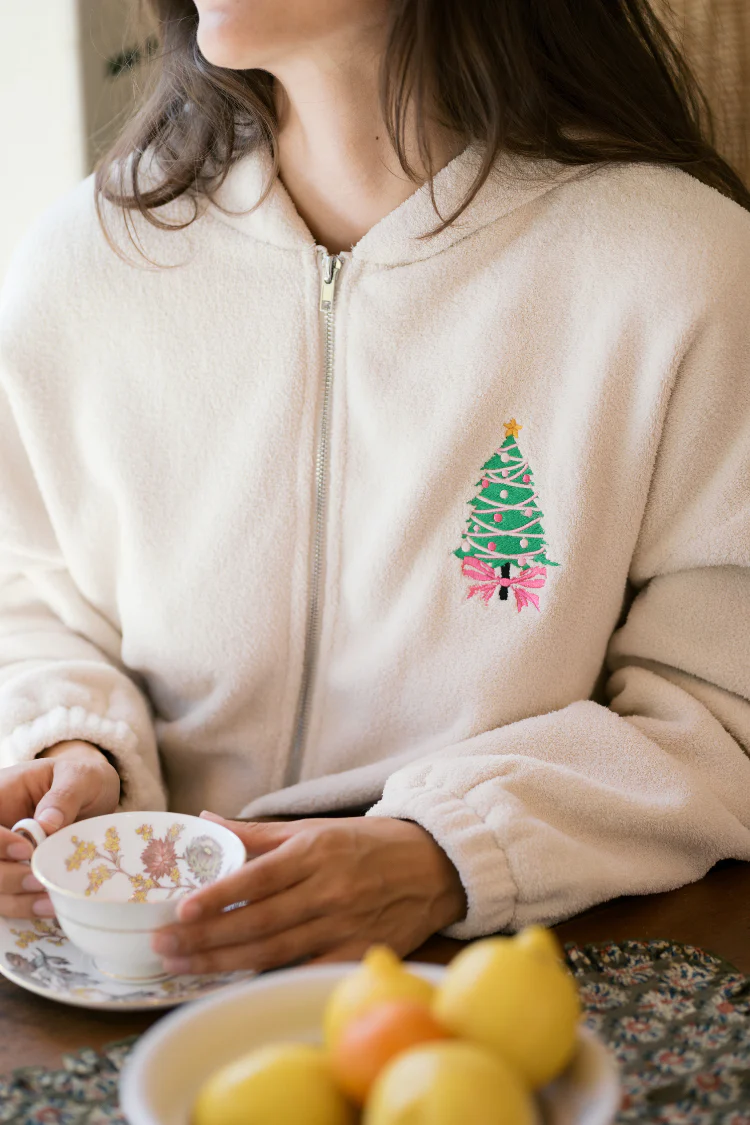 Embroidered Christmas Tree 2 Piece Sweatshirt and Joggers Set