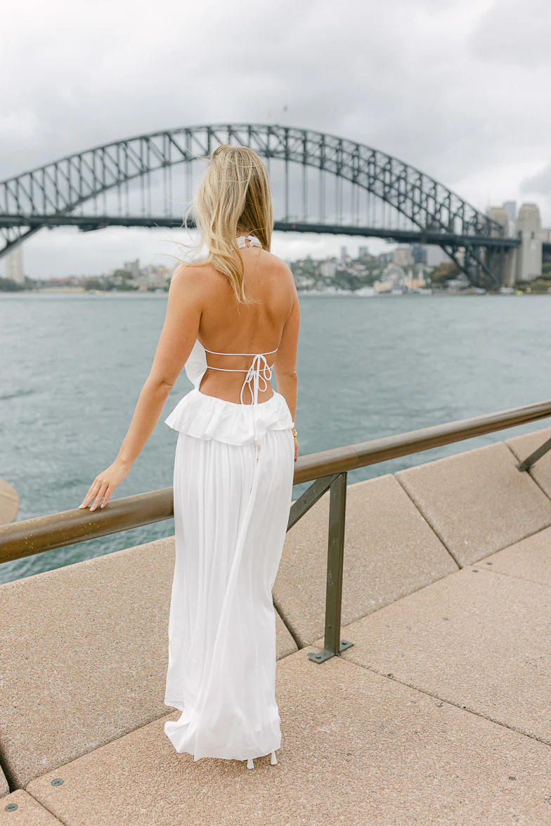 Harbour Plunge Maxi Dress - White
