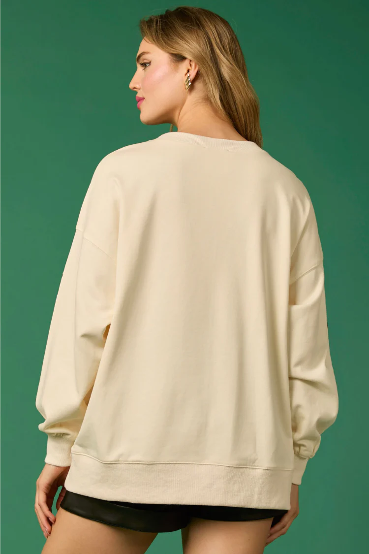 Candy Cane Wishes Sweater Sweater - Cream