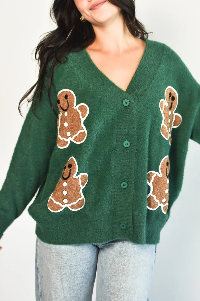 Gingerbread Man Varsity Cardigan