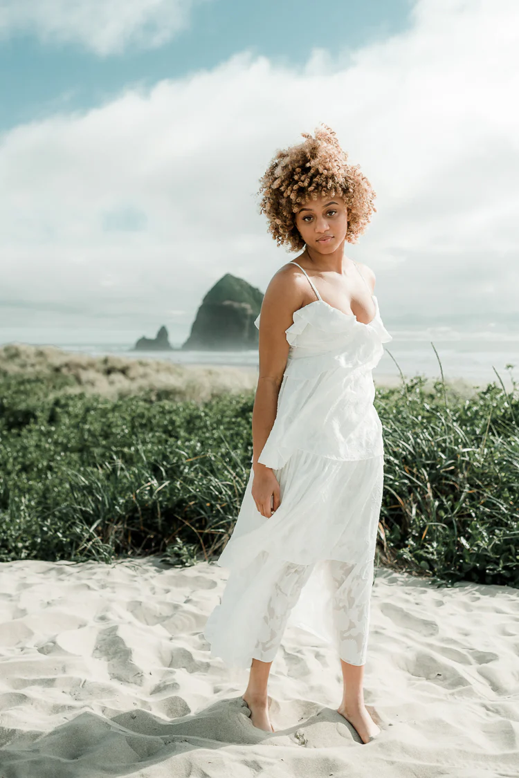 Marie White Tiered Maxi Dress