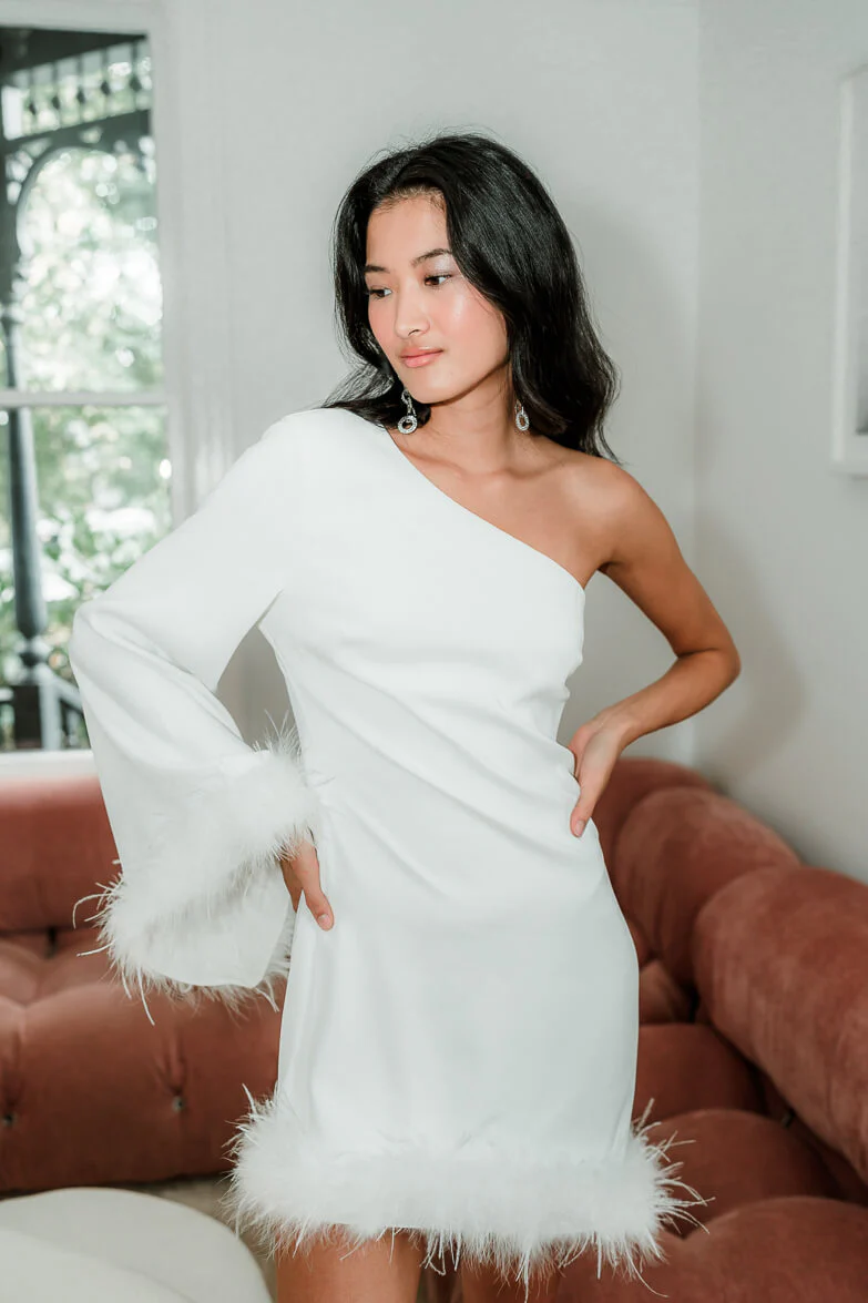 Guinevere Feather-Trim Dress