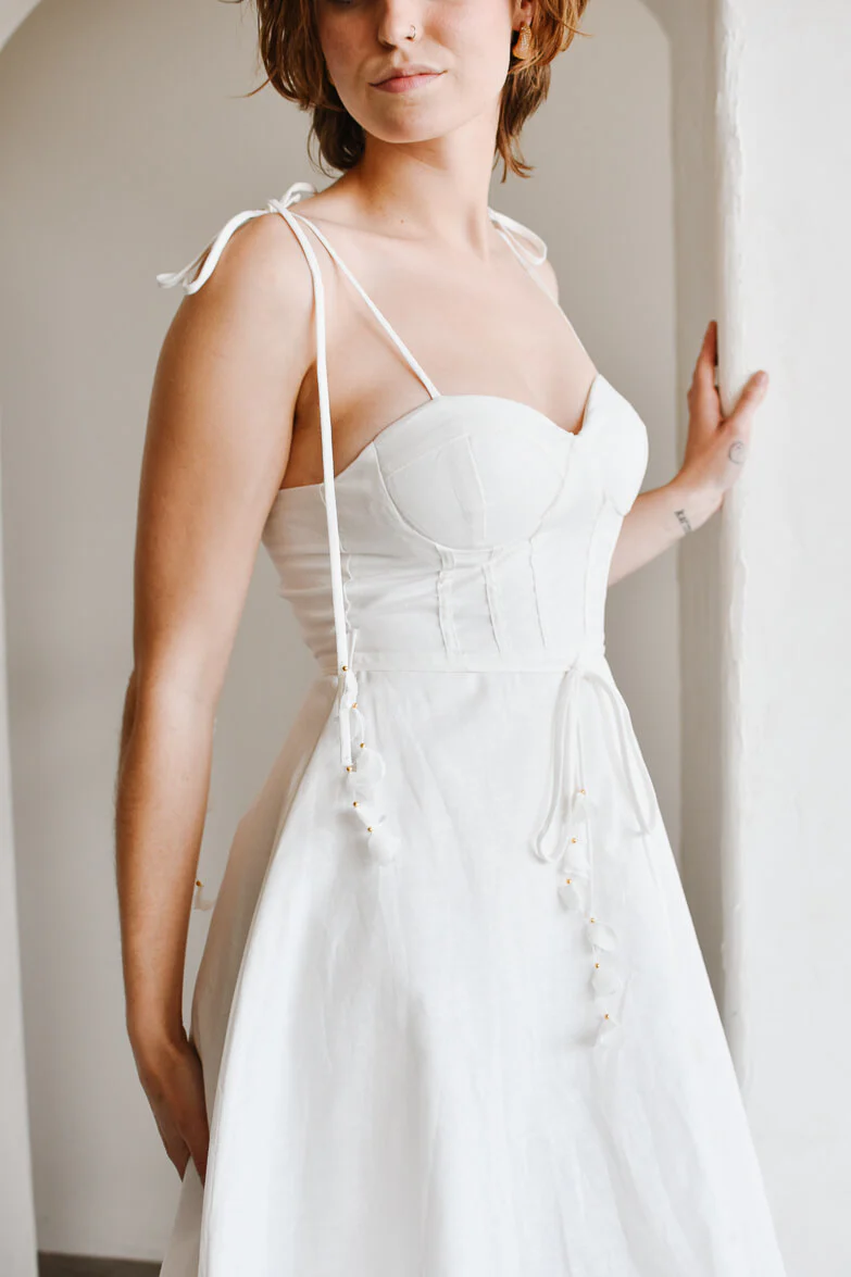 Chiara White Bustier-Style Midi Dress