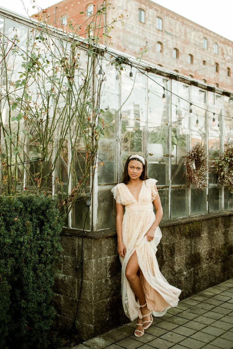 Starry Eyed Glitter Star Mesh Maxi- Gold