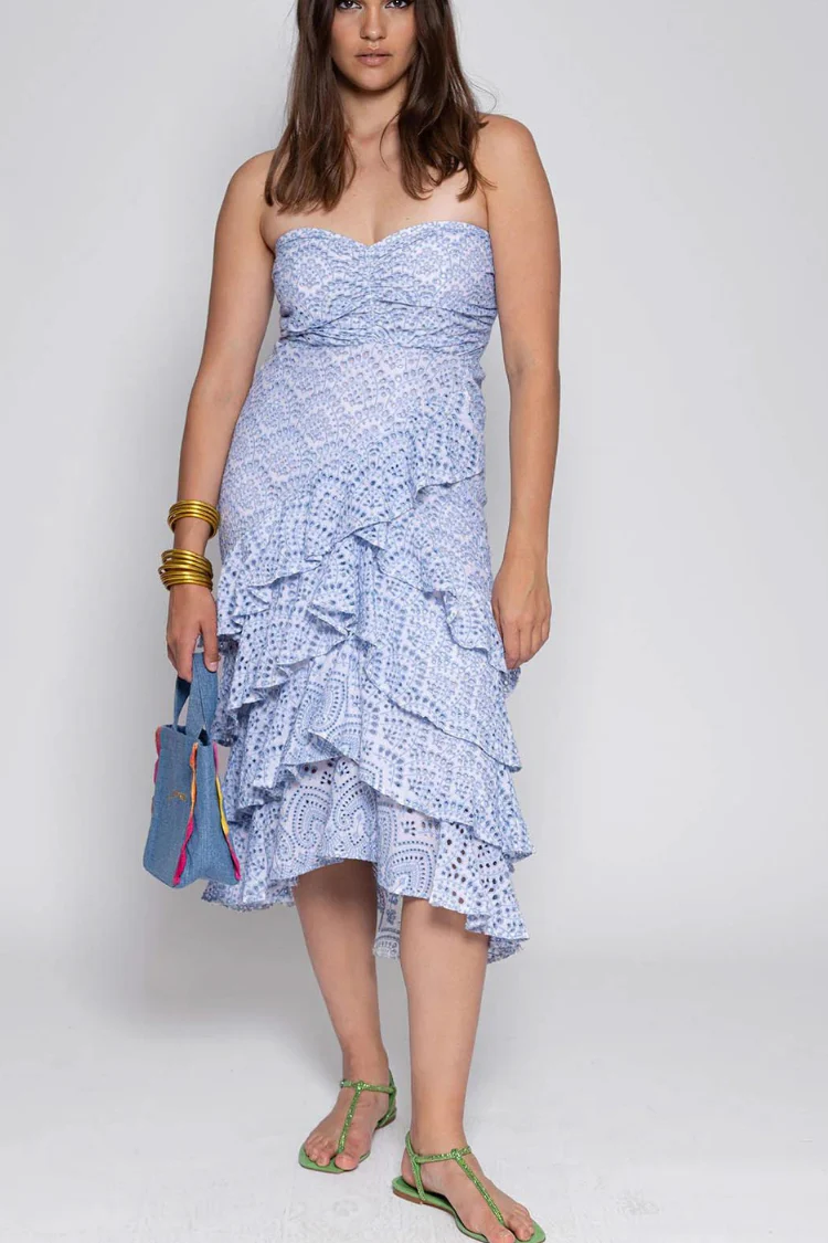 Flavie Dress Eyelet Blue - FINAL SALE