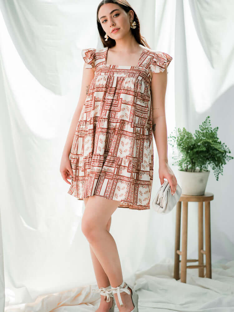 Carmen Botanical Square Neck Mini Dress - FINAL SALE