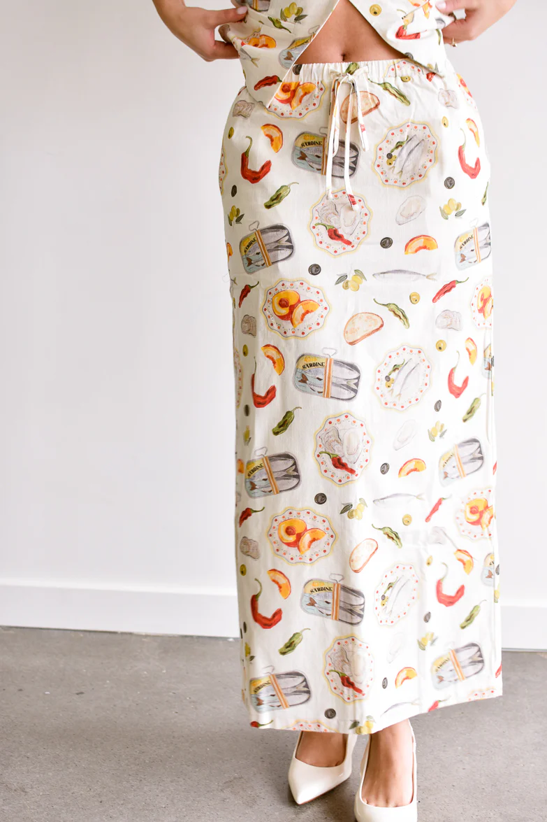 Praiano Food Print Maxi Skirt - FINAL SALE
