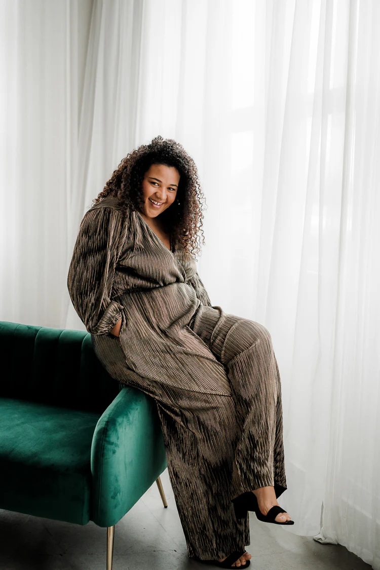 Elenora Metallic Wrap Jumpsuit