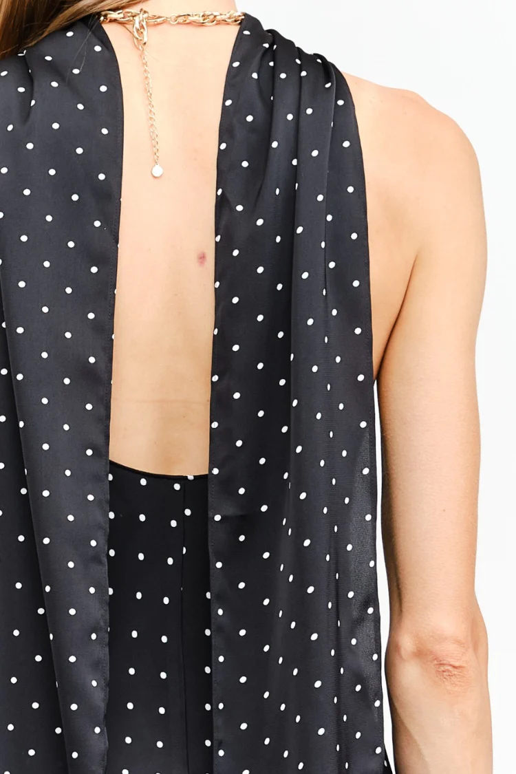 Pre-Order - Magdalena Polka Dot Maxi Dress with Neck Scarf - 12/5