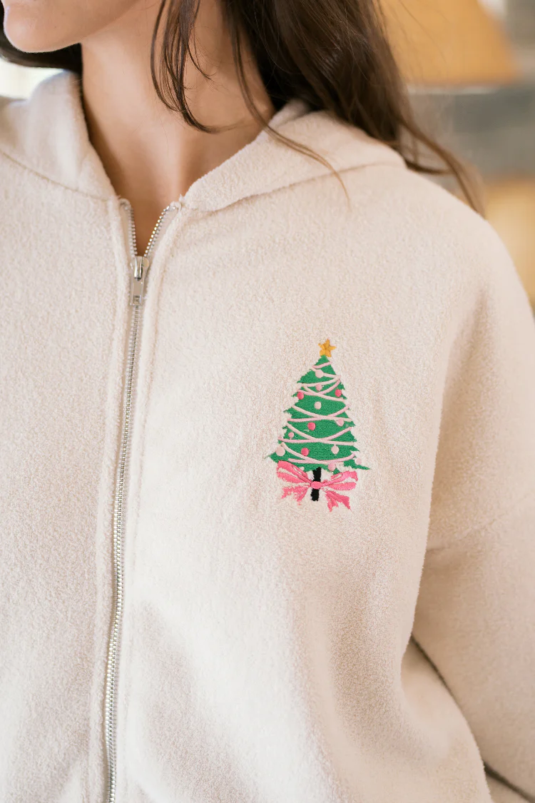 Embroidered Christmas Tree 2 Piece Sweatshirt and Joggers Set