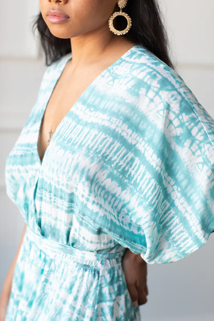 St. Barts Teal Tie-Dye Kimono Maxi Dress - FINAL SALE