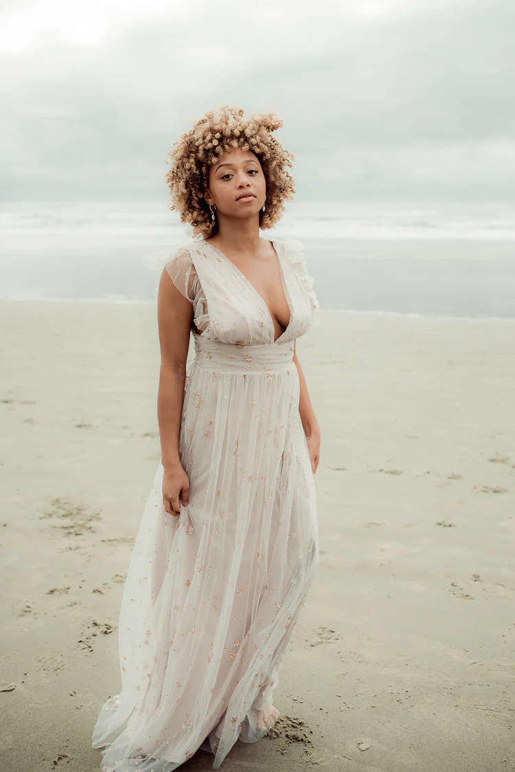 Starry Eyed Glitter Star Mesh Maxi - Pink