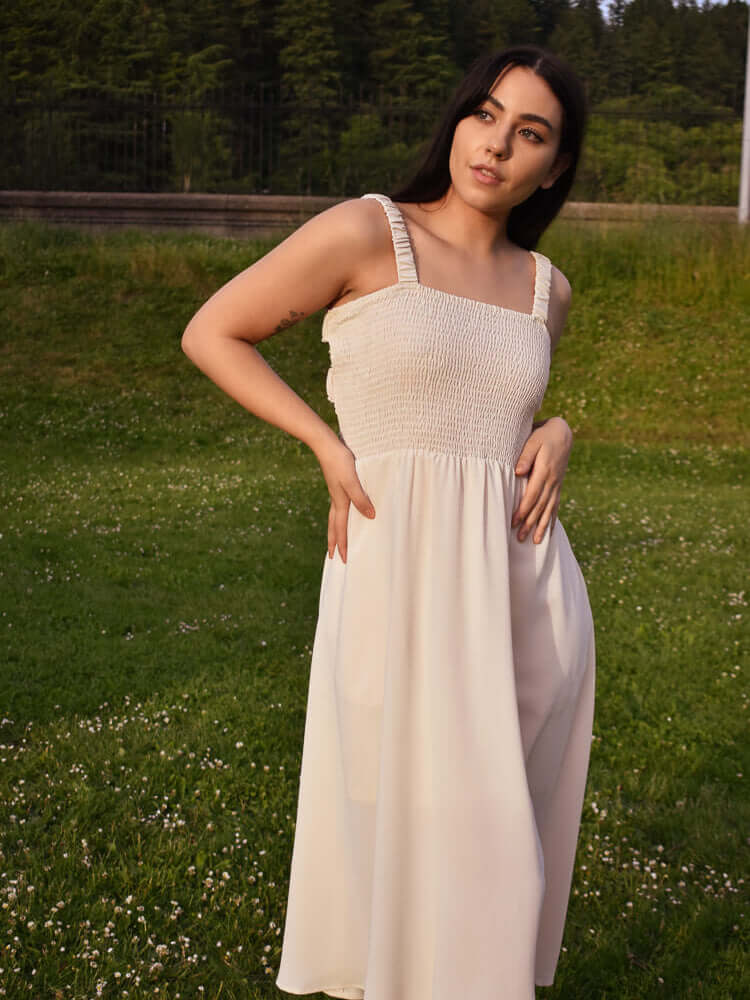 Jade Cream Cut-Out Midi Dress