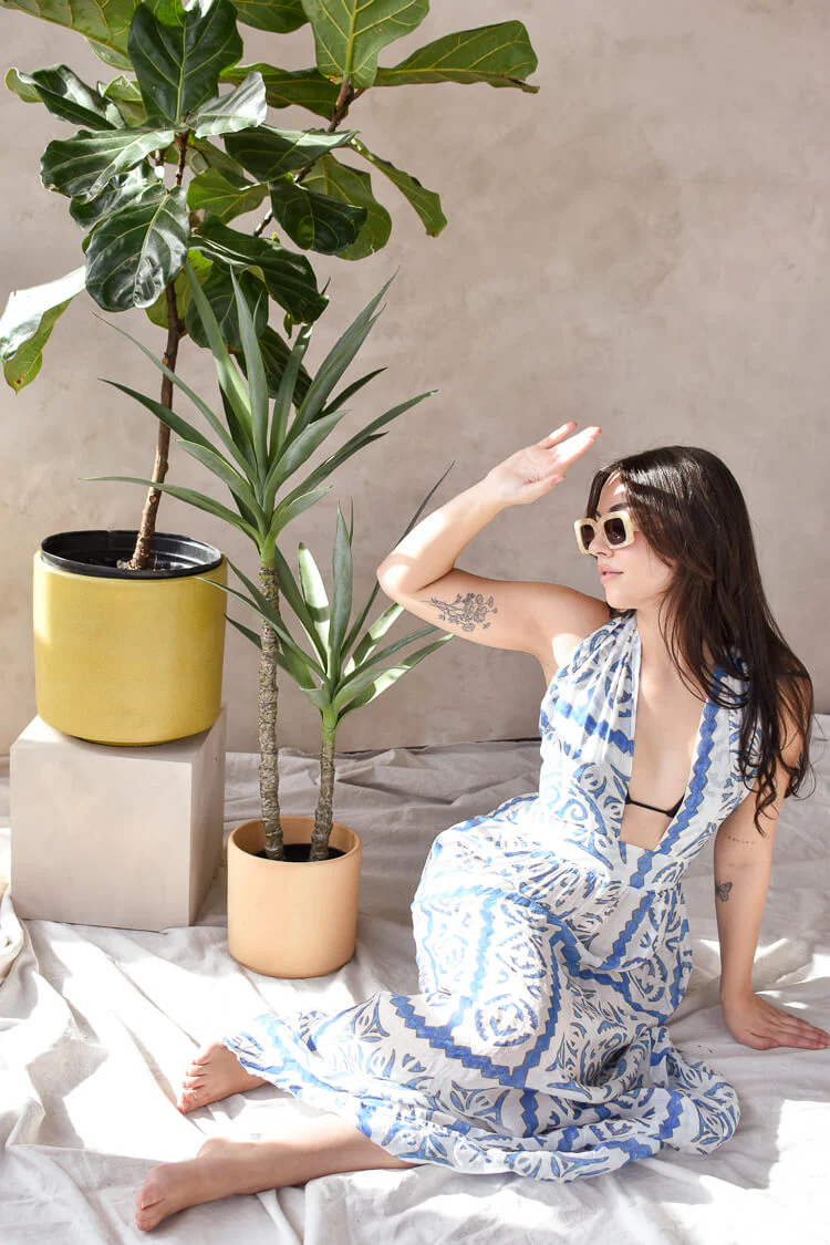 Oia Blue Tile Beach Cover-Up