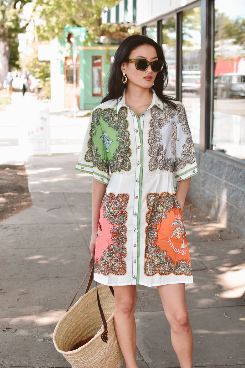 Porto Paisley Print Mini Dress