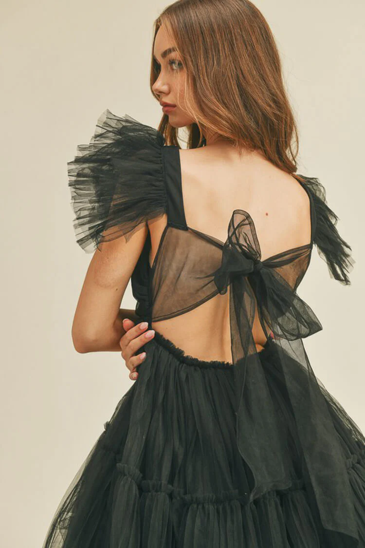 Orielle Tulle Mini Dress - Black - FINAL SALE