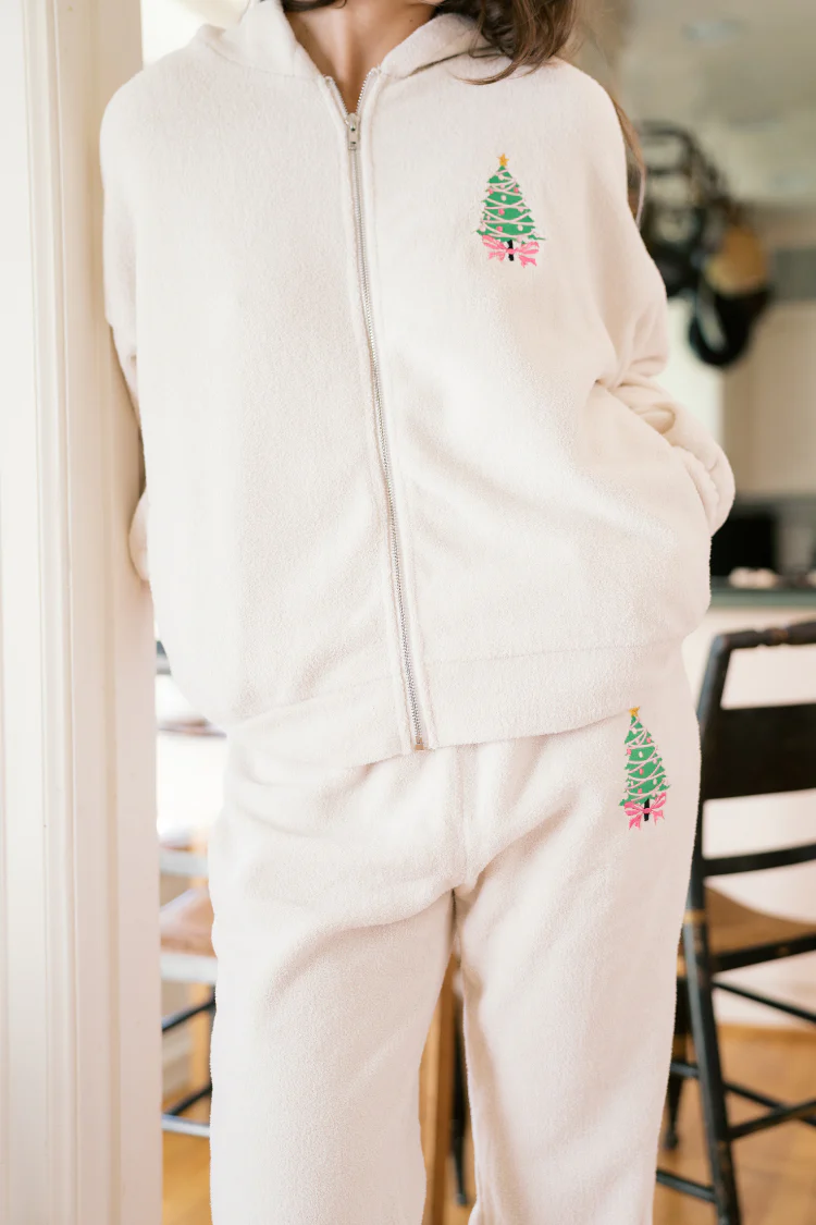 Embroidered Christmas Tree 2 Piece Sweatshirt and Joggers Set