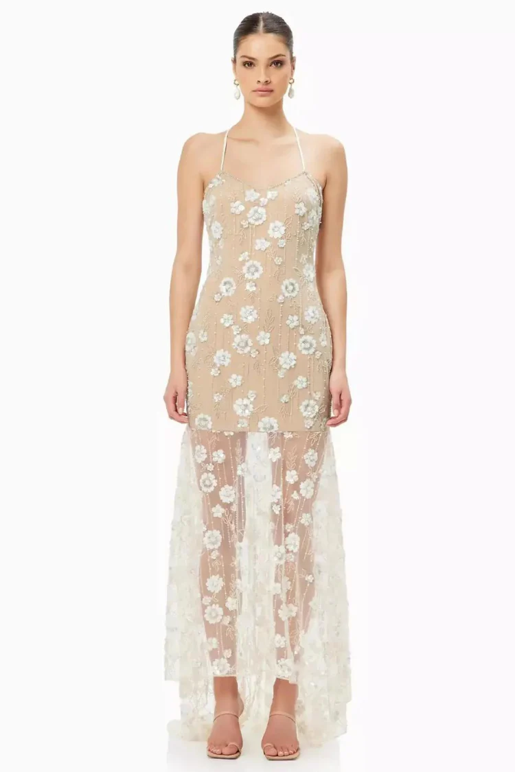 Retusa Embellished Mesh Gown - FINAL SALE